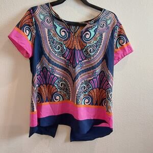Stunning ReneeC Vintage Boho Paisley CutawayBlouse Size L